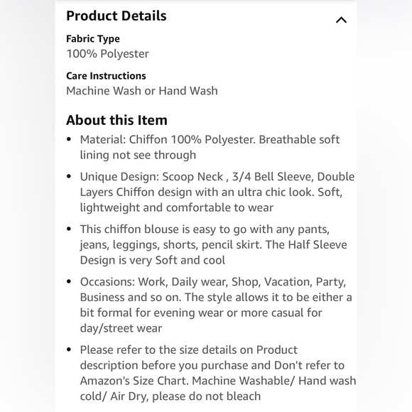 Royal Blue Casual ChiffonTop Scoop Neck 3/4 Sleeve Double Layer, Like New - Picture 10 of 10